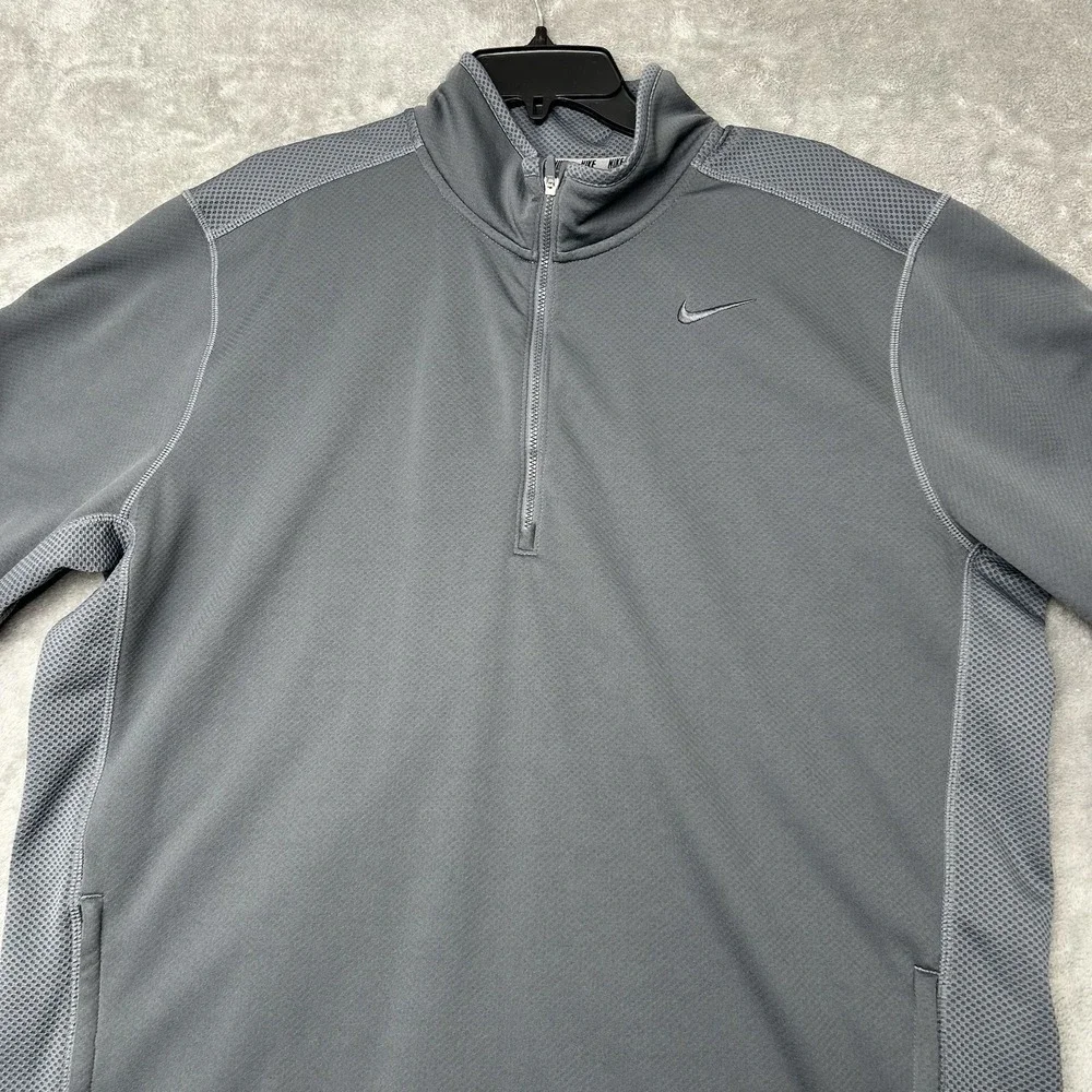 Nike Pullover Men's XL Gray Dri-FIT 1/4 Zip Mock Neck Athletic Performance